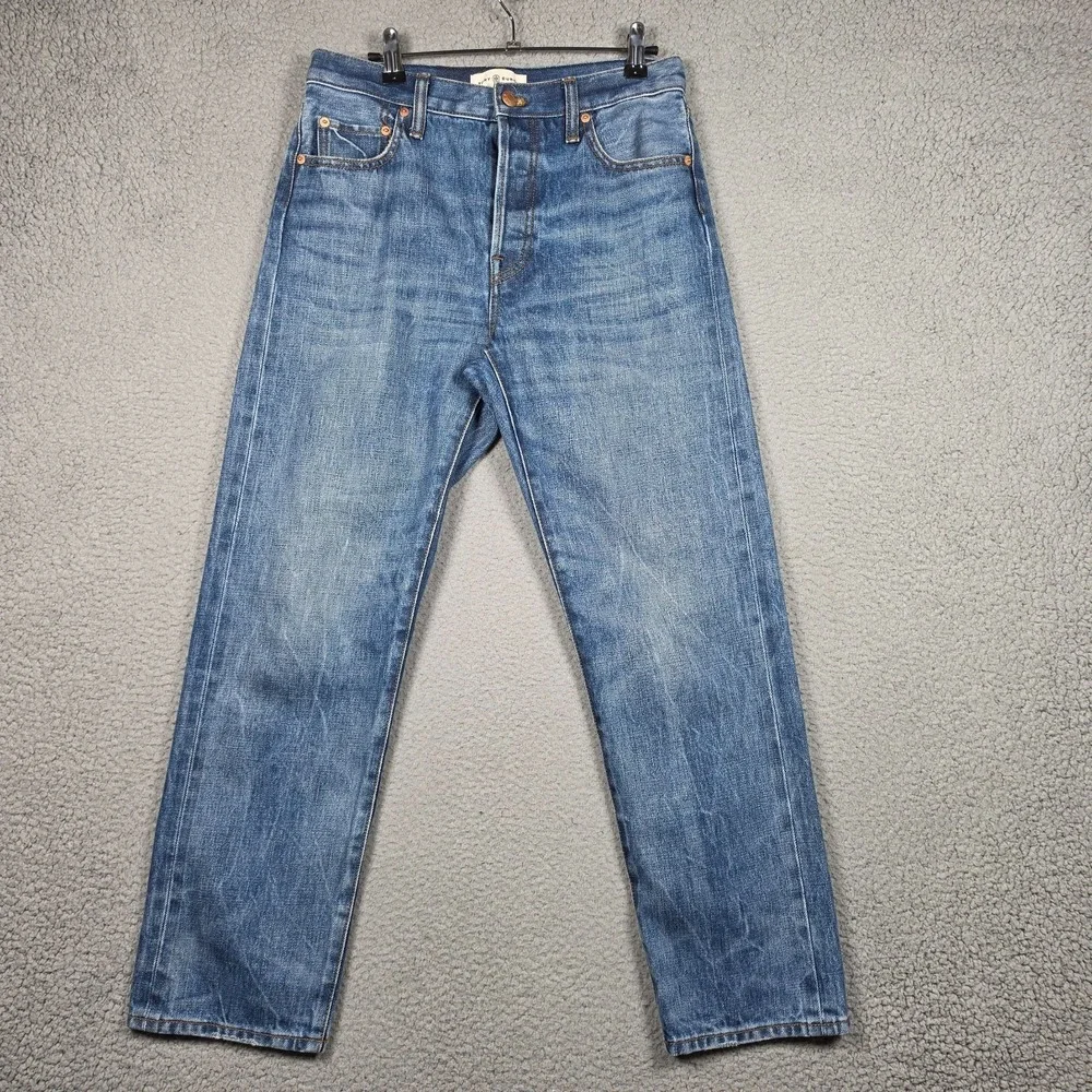 Tory Burch Jeans Womens Size 26 Medium Wash Straight Selvedge Button Fly Mom Fit